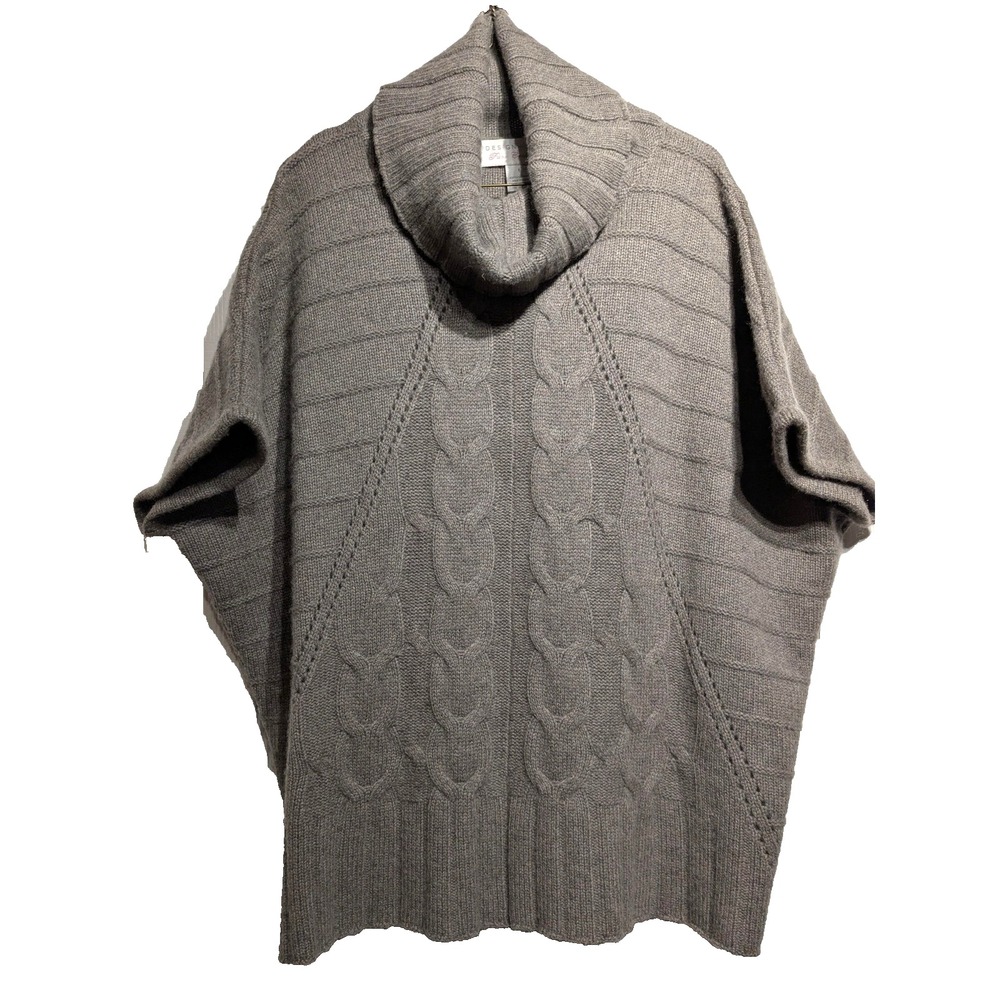 Design History Sweater Women L Oversize Taupe Cashmere Cowl Nk Poncho Cable Knit
